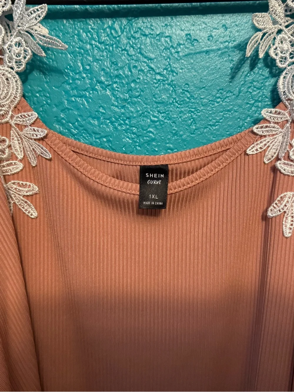 Off-Shoulder Lace Strap Ribbed Top - Picture 3 of 3